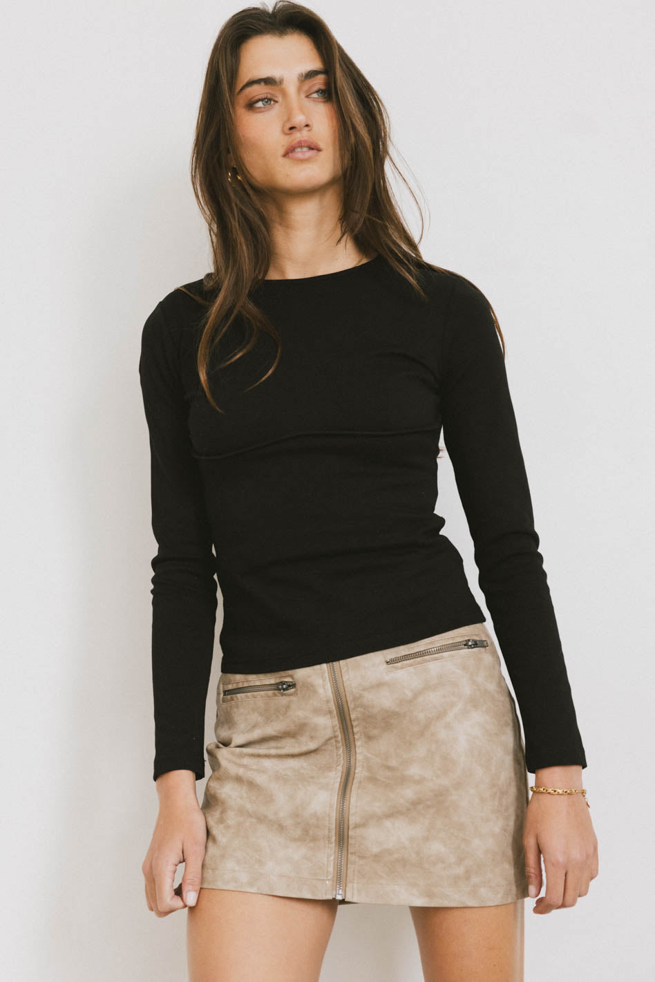 Alexa Long Sleeve Top for Women - Black Cotton Blouse | Perfect for Office Wear, Casual Outfits & Layering