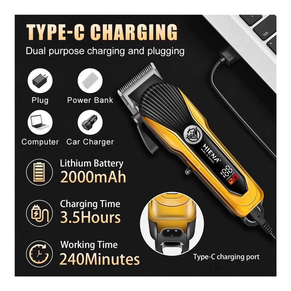 Professional Barber Hair Clipper Set - USB Rechargeable, Adjustable Knob for Precision Haircuts, Includes 2 Razors (Blue) - Perfect for Home Grooming & Salon Use