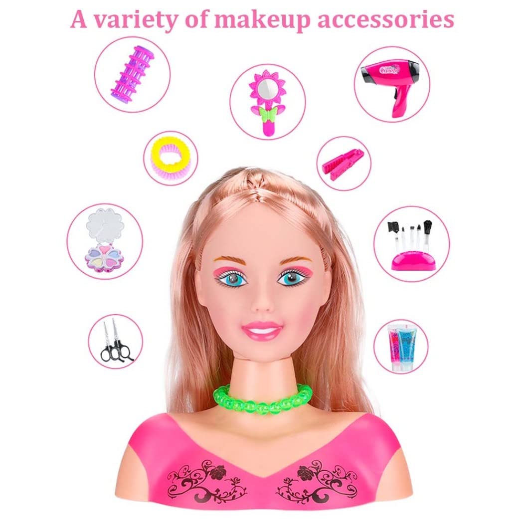 **Kids Hair Styling Head Doll with 35-Piece Makeup & Hair Accessories Set - Pretend Play Salon & Beauty Dress Up Toy for Girls & Boys - Perfect for Birthday Gifts & Role Play Games**
