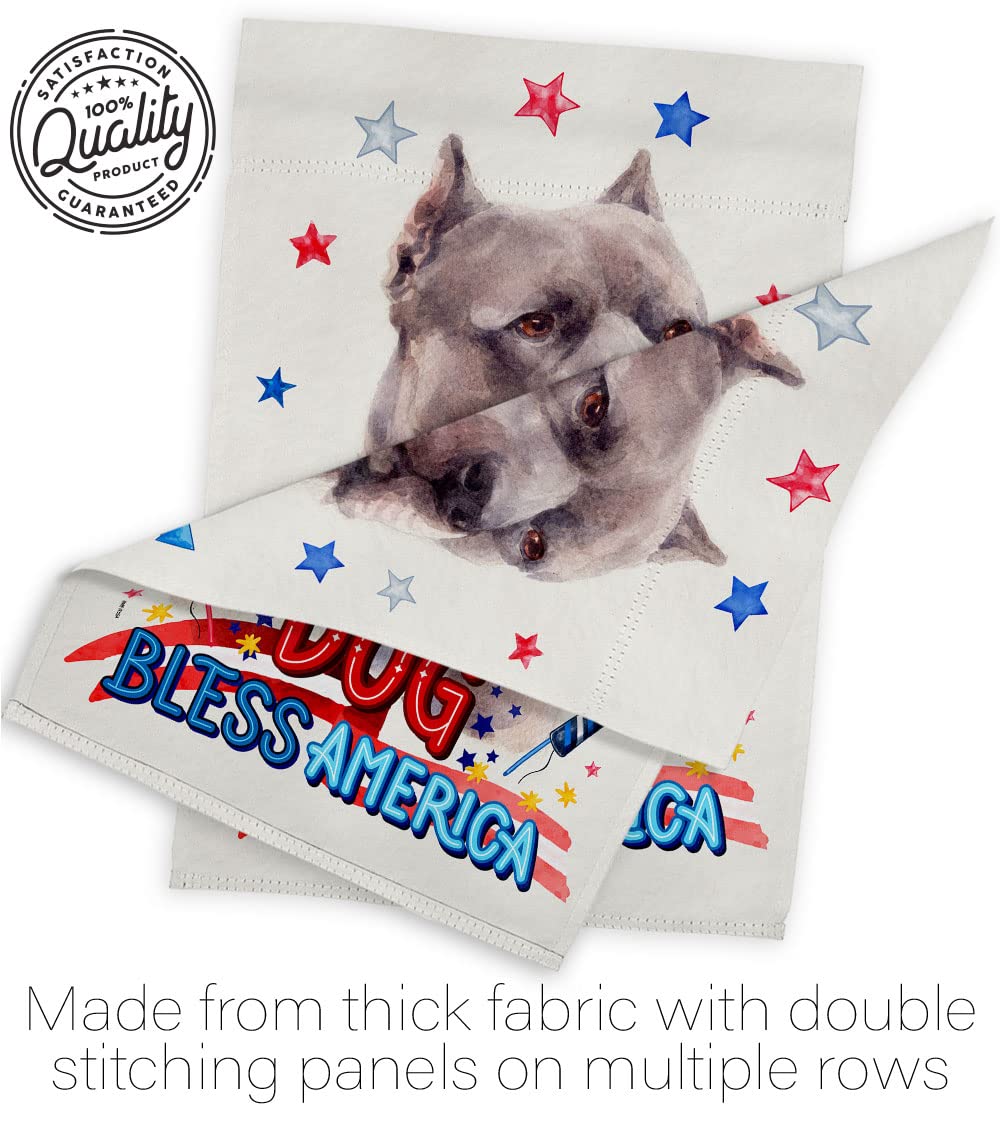 Blue Pitbull Garden Flag Set with Stand - Patriotic Dog Decor for Yard & Home