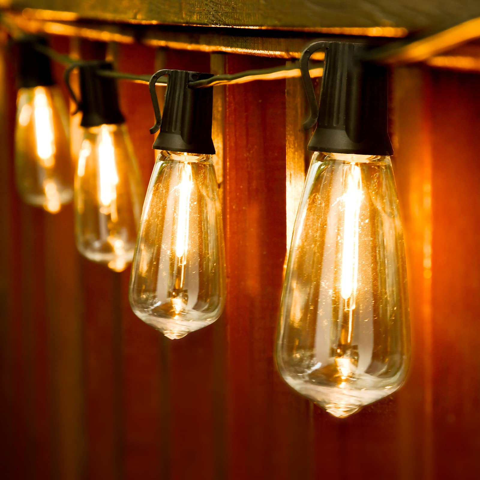 60FT 2 Pack Outdoor LED String Lights - UL Listed Waterproof Commercial Grade with 32 Large Vintage Edison Bulbs - Perfect for Patio, Backyard, Porch, Wedding & Party Decor