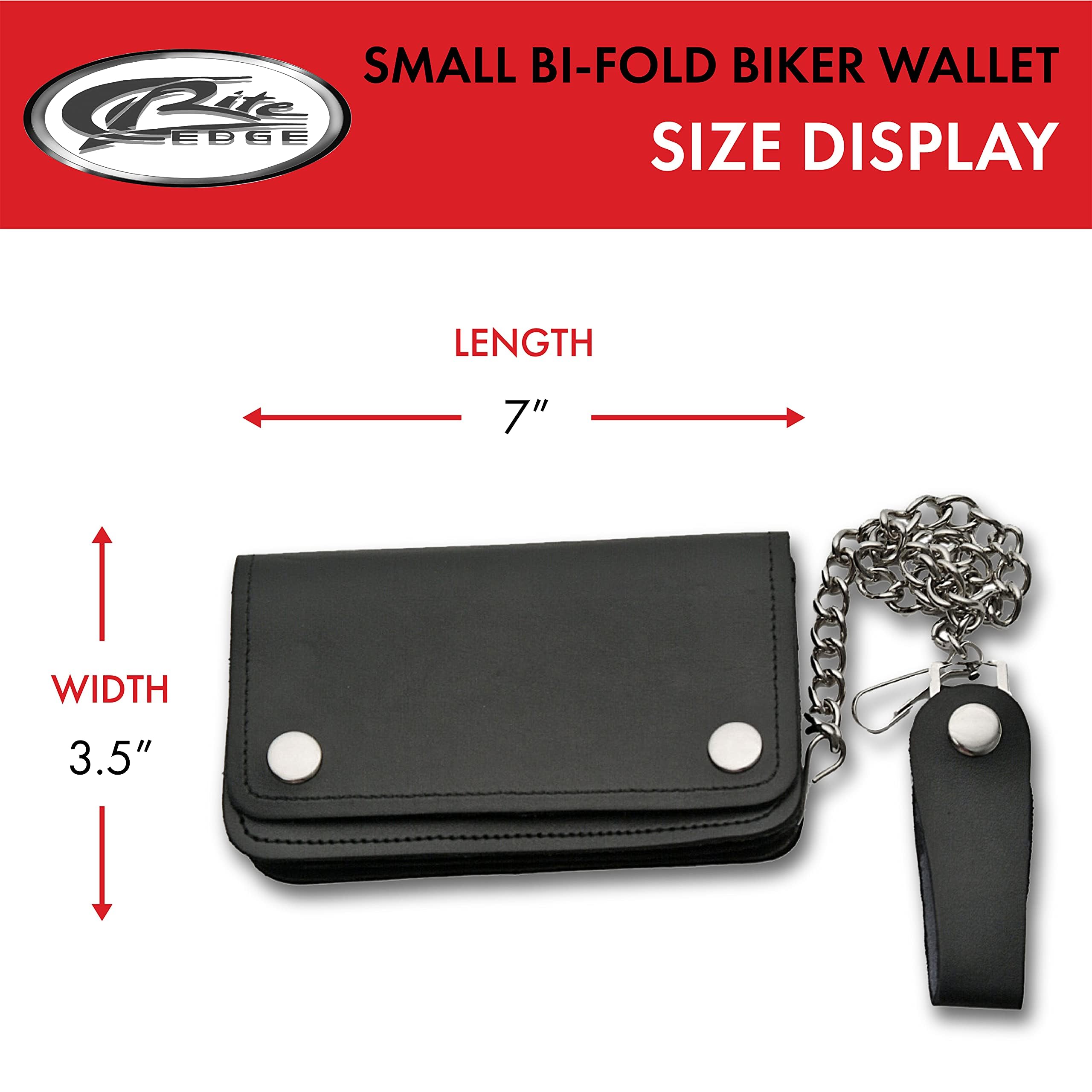 SZCO Supplies Genuine Leather Biker Wallet for Men - Compact & Durable Small Black Motorcycle Wallet - Perfect for Riding, Travel & Everyday Use