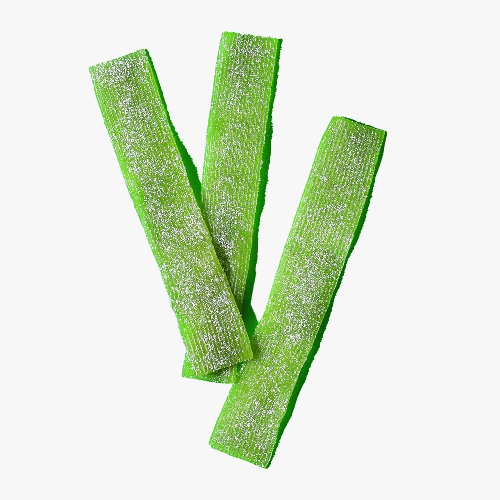 Sour Green Apple Candy Strips - 80% Less Sugar, 3.5oz | Low Sugar Gummy Belts, Tart Fruit Snacks | Perfect for Lunchboxes, Movie Nights & Party Favors