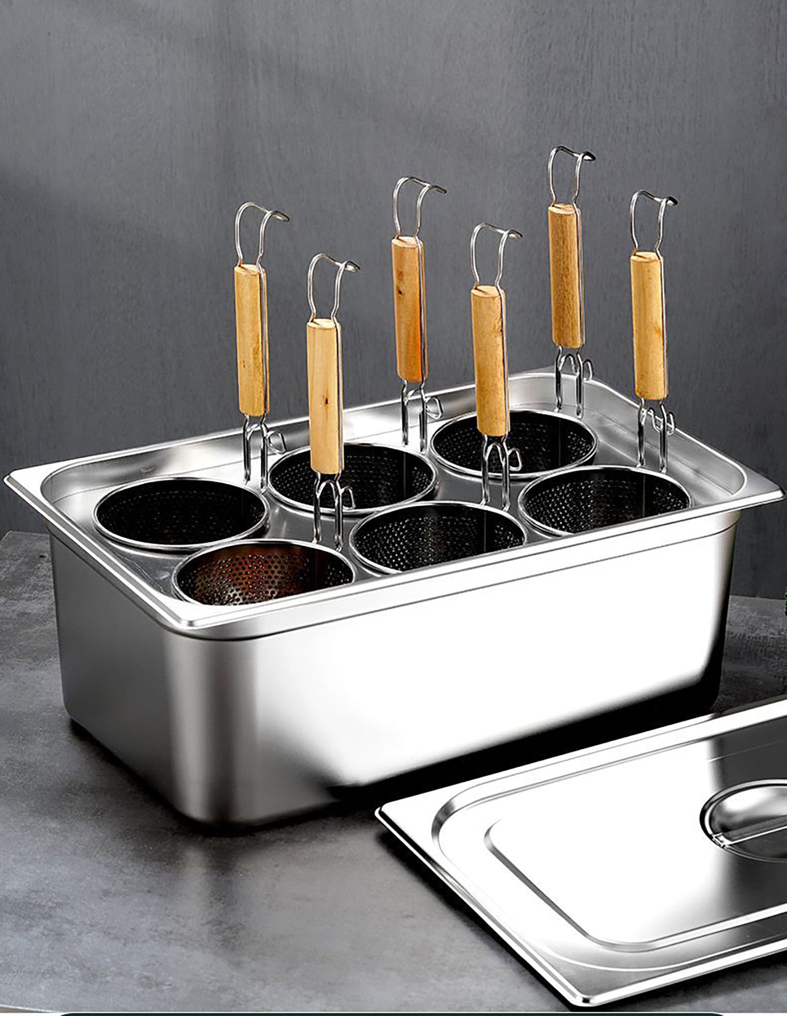 Premium 304 Stainless Steel Pasta Cooker Set - 2/4/6 Hole Options, Fast Heating Commercial Pasta Pot with Hangable Lid & Ergonomic Handles for Home Kitchen & Restaurant Use - Perfect for Spaghetti, Noodles & Pasta Cooking