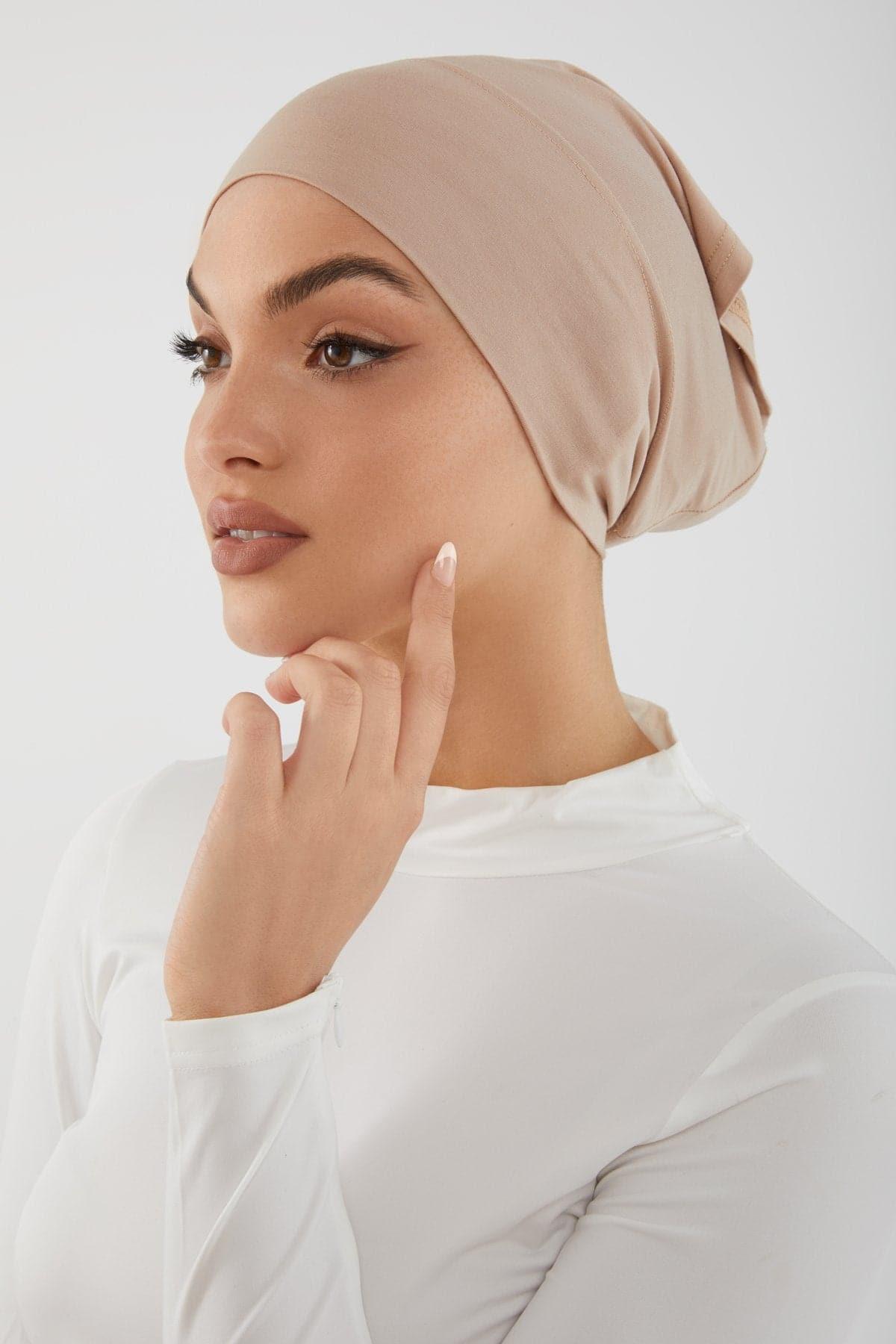 Farah Undercap Warm Taupe - Soft & Comfortable Muslim Hijab Undercap for Women - Perfect for Daily Wear, Prayer & Modest Fashion