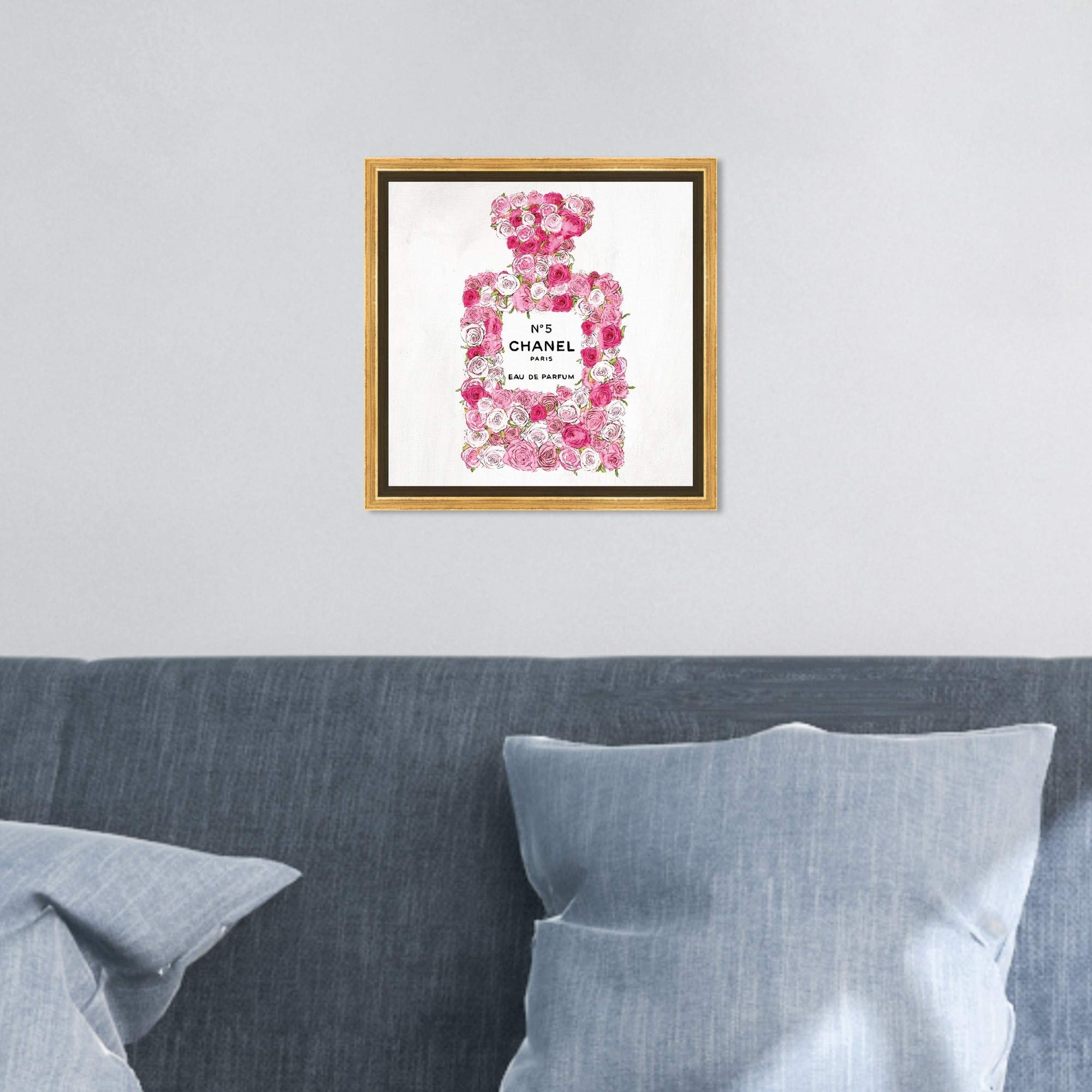 Oliver Gal Artist Co. 'Number 5 Rose II' Pink Floral Framed Wall Art Canvas Print - 12