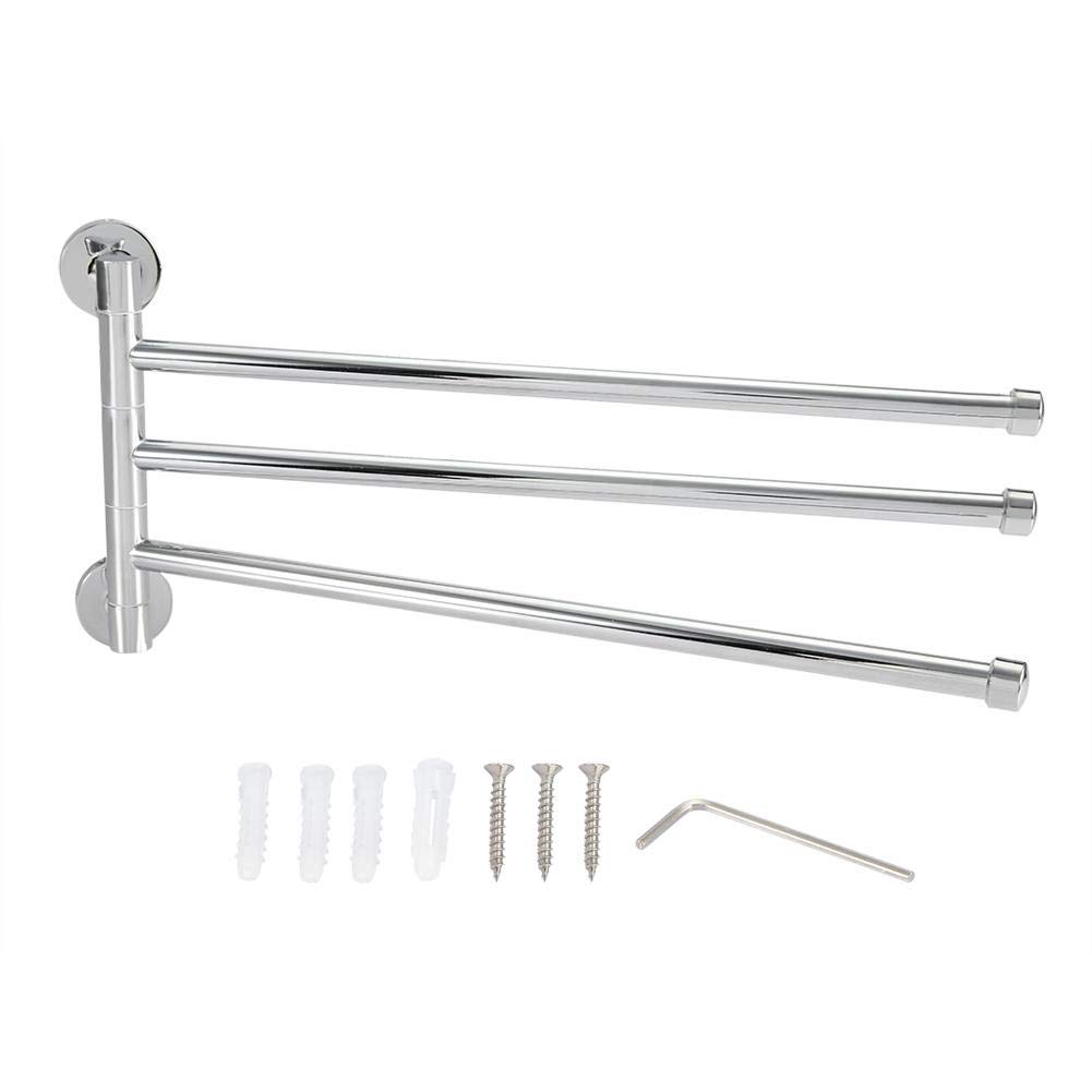 Stainless Steel Wall Mounted Rotating Towel Rack - 3 Arm Swing Out Bathroom Towel Holder & Shelf for Hand Towels, Robes & Bath Accessories | Perfect for Small Bathrooms, Apartments & Laundry Rooms