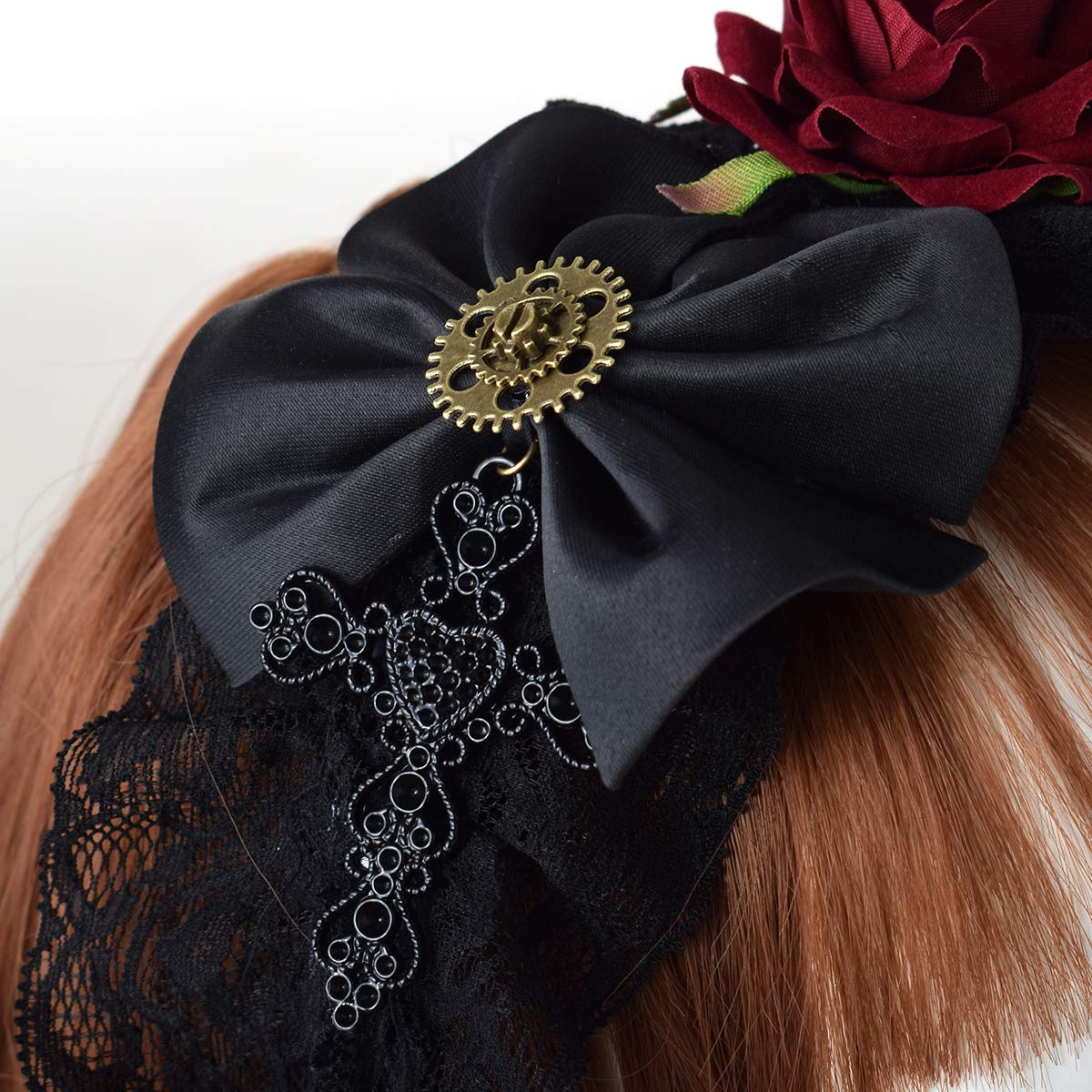 Steampunk Headband with Vintage Gears & Rose - Gothic Halloween Headpiece for Women - Perfect for Cosplay, Costume Parties & Themed Events