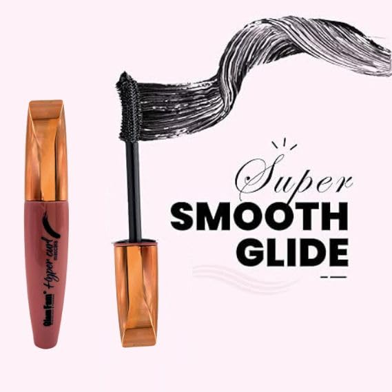 GLAMFAM Hyper Curl Xtreme Mascara - Volumizing & Lengthening Waterproof Black Mascara (5g) with Intense Jet Black Color for Dramatic Lashes | Perfect for Day to Night Wear, Special Occasions & Photography