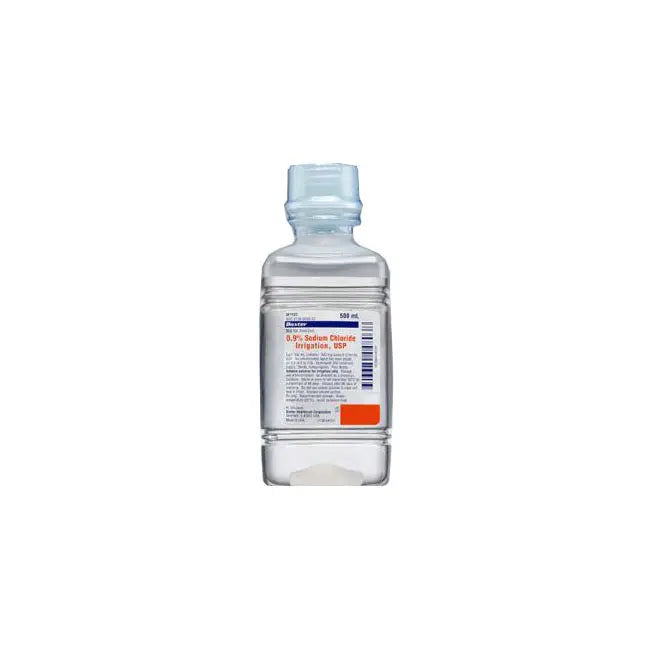 Baxter 0.9% Sodium Chloride Irrigation Solution USP - 500mL Sterile Saline for Wound Care, Nasal Rinse & Medical Procedures