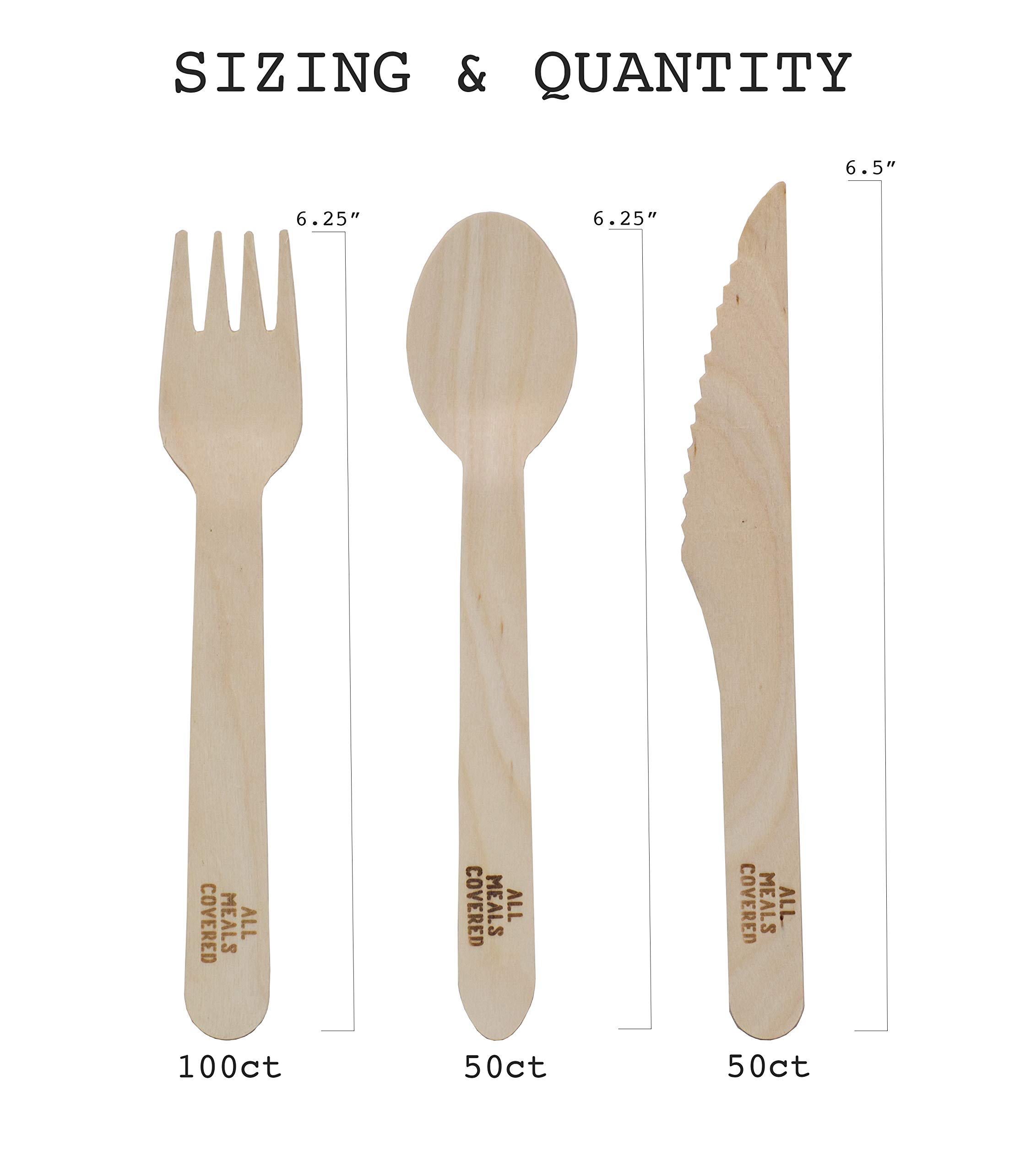 Eco-Friendly Birch Wood Cutlery Set - 200 Pieces (100 Forks, 50 Spoons 6.25