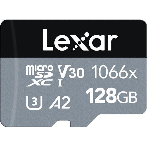 Lexar 128GB Professional 1066x UHS-I microSDXC Memory Card with SD Adapter - High Speed Performance for DSLR Cameras, Drones, and 4K Video Recording (SILVER Series)