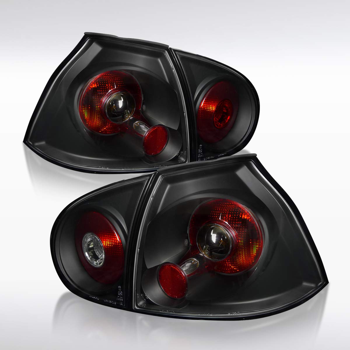 Autozensation Compatible with 2006-2009 Volkswagen Golf MK5 GTI Rabbit R32 - Left & Right Pair JDM Black Tail Lights - Upgrade Your Car's Style for Night Driving & Show Car Events