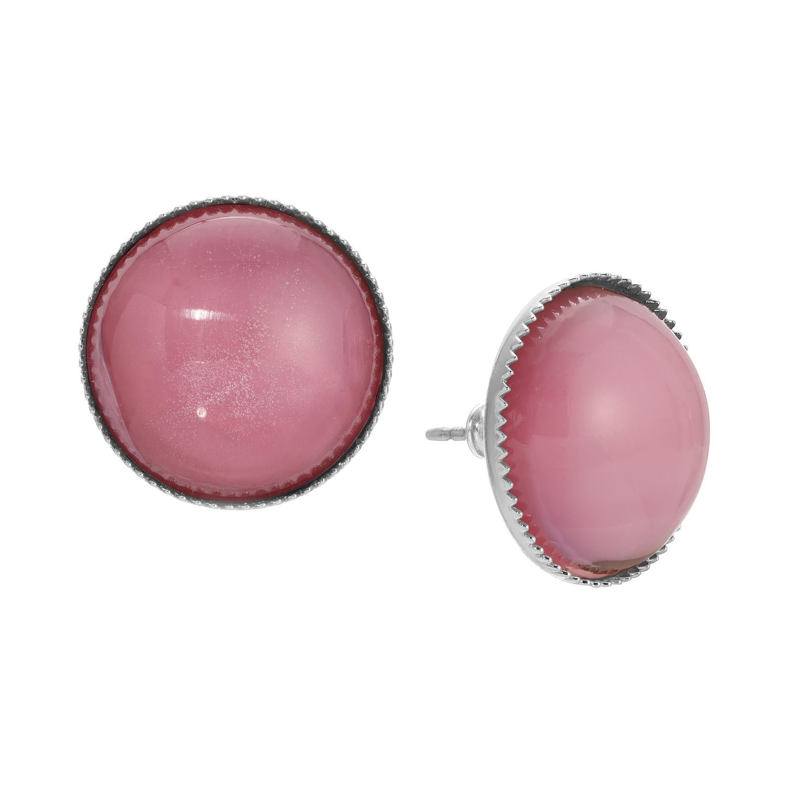 1928 Rose Gold Round Pink Glass Stone Stud Earrings for Women - Elegant Dainty Jewelry for Parties, Weddings & Everyday Wear