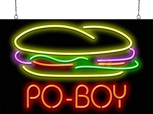 Vintage Po-Boy Neon Sign - Retro Diner Decor for Restaurants, Bars & Home - Perfect for Cajun Food Lovers & New Orleans Style Decor