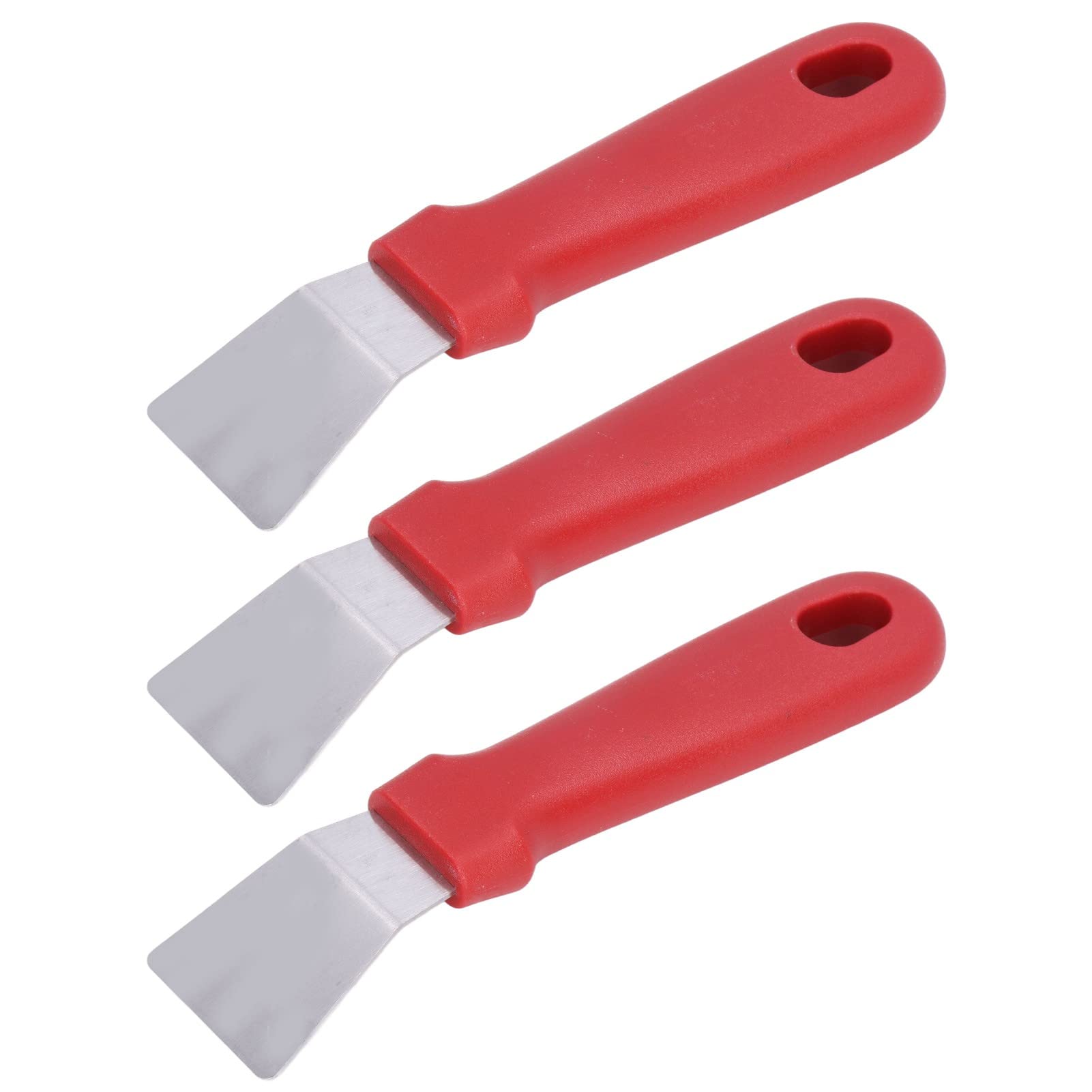 10Pcs Stainless Steel Refrigerator Defrosting Shovel - Anti-Slip Handle, Efficient Kitchen Cleaning Tool with Hanging Hole for Easy Storage (Red) - Perfect for Removing Ice, Cleaning Fridge, and Organizing Kitchen