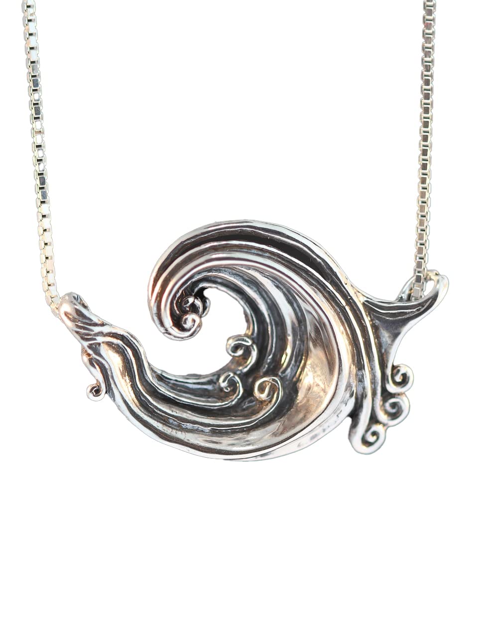 Silver Wave Necklace - Rip Curl Wave Pendant Boho Ocean Jewelry for Women | Perfect Beach Accessory, Surfing Gift & Summer Layering Necklace