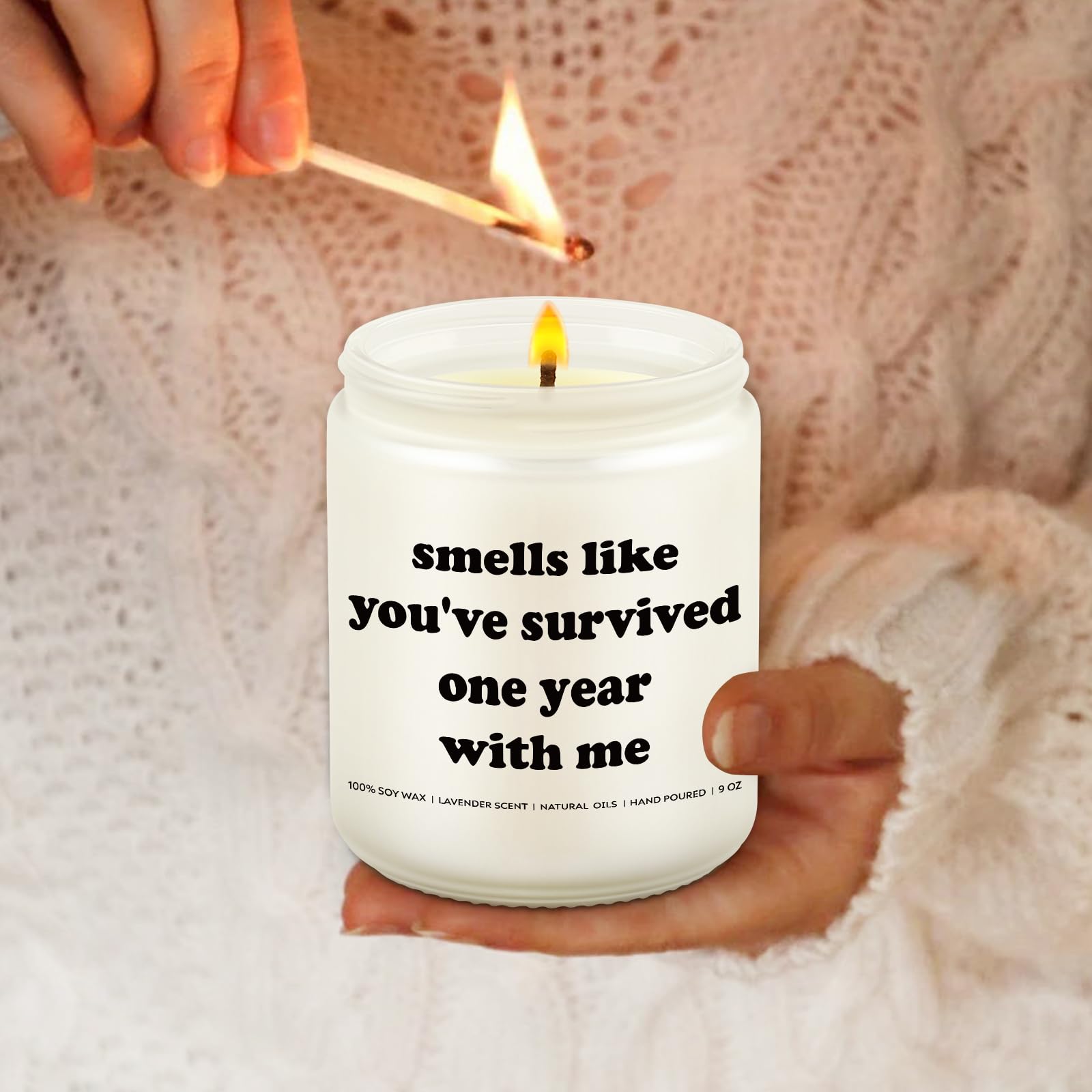 1st Wedding Anniversary Candle - Romantic 1 Year Anniversary Gift for Couples, Husband, Wife, Boyfriend or Girlfriend - Perfect for Celebrating Your First Year Together - Great as a Thoughtful Gift for Best Friends Too