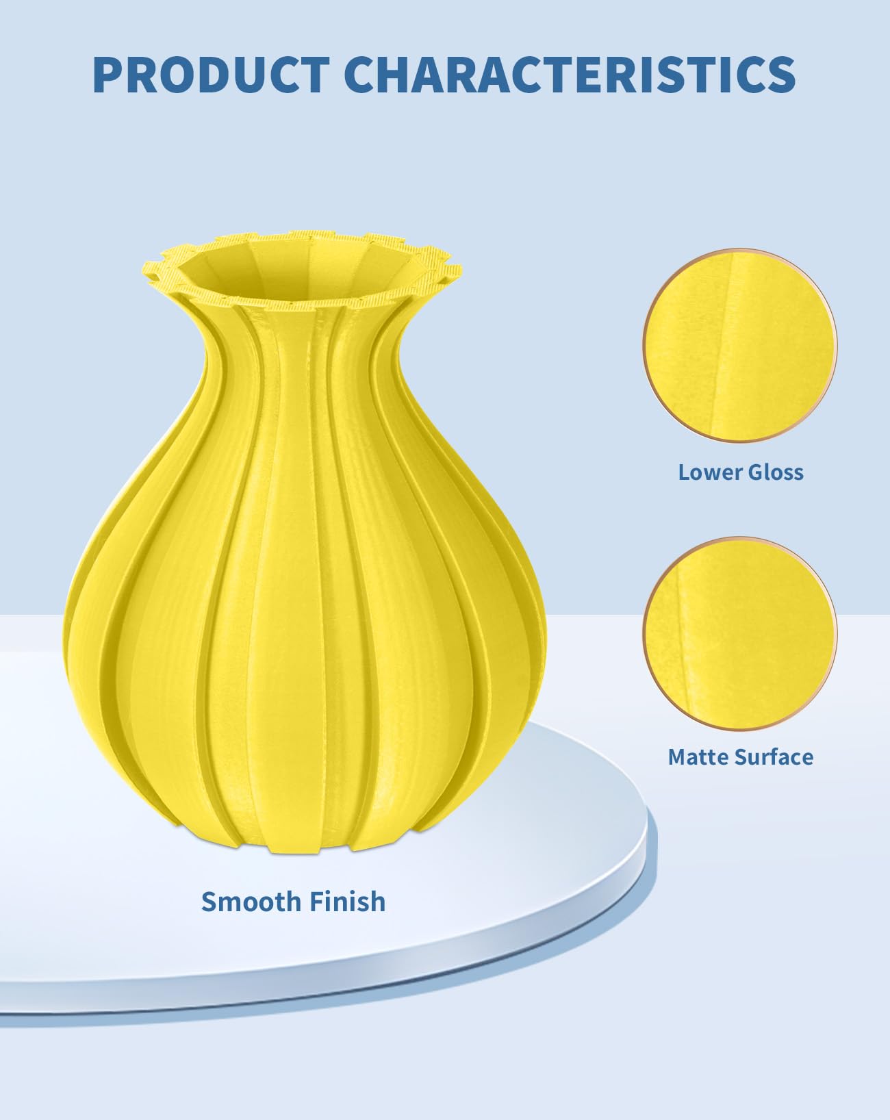 DURAMIC 3D Printer Filament 1.75mm Matte PLA - 1kg Spool (Yellow) | High Precision +/- 0.03mm | FDM Compatible | Easy Support Removal | Perfect for Miniatures, Cosplay Props & Home Decor Projects