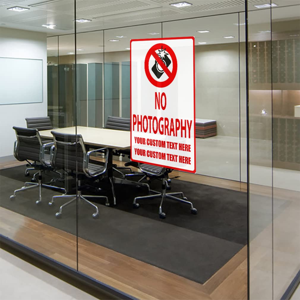 Custom Industrial Decals - Vertical Vinyl Safety Stickers (10x14 Inches) | No Photography Sign, Security & Industrial Warning Labels | Personalized Text Options for Workplace & Equipment Safety