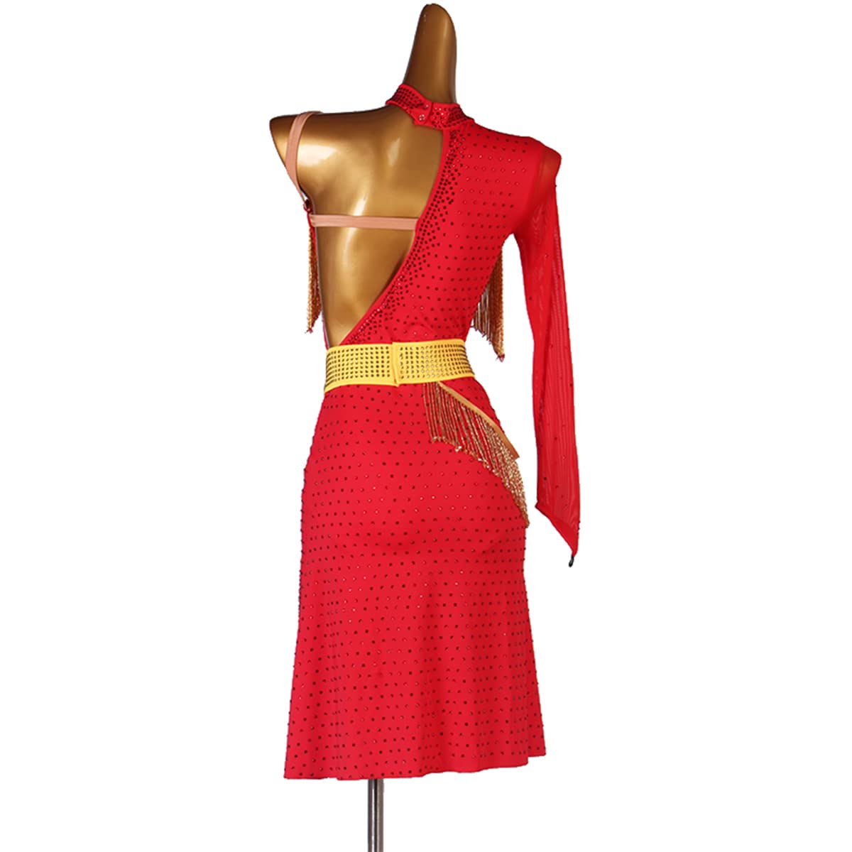 Sexy Tassel Latin Dance Dress for Women - Tube Beads Salsa Samba Cha Cha Competition Dress - Ballroom Tango Waltz Skirt - Perfect for Performances, Competitions & Dance Parties