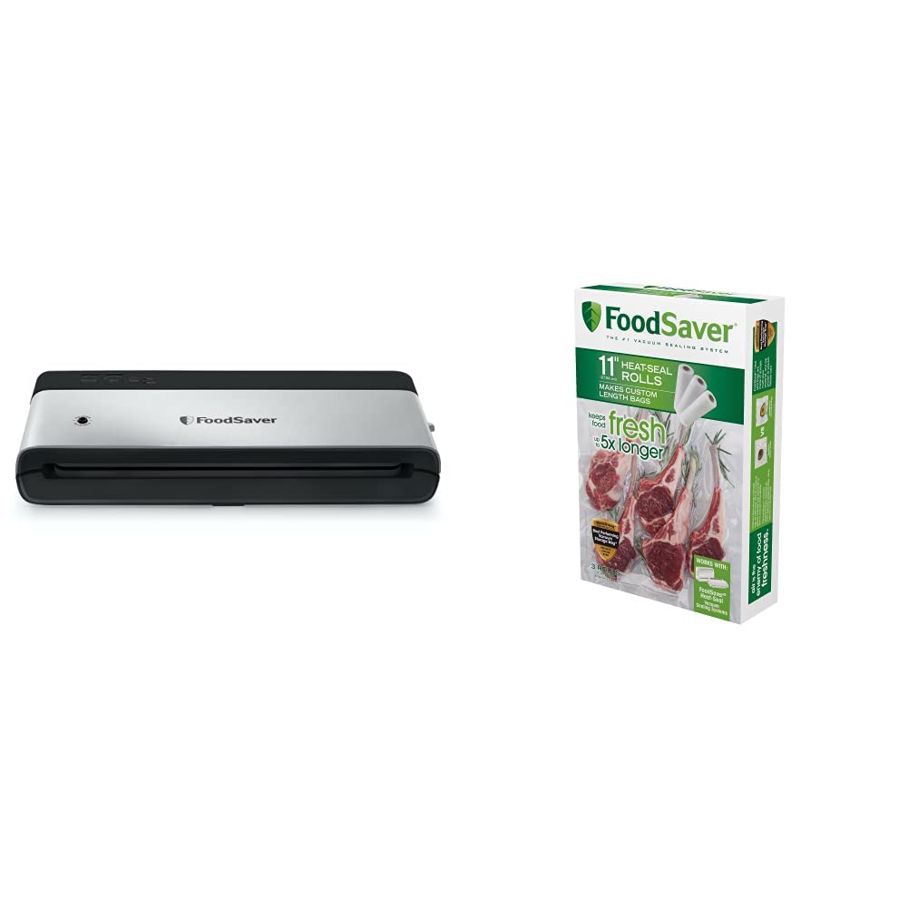 FoodSaver Vacuum Sealing Machine with Bags - Compact PowerVac Sealer for Fresh Food Storage | Includes Custom Fit Bags | Perfect for Meal Prep, Sous Vide & Freezer Organization
