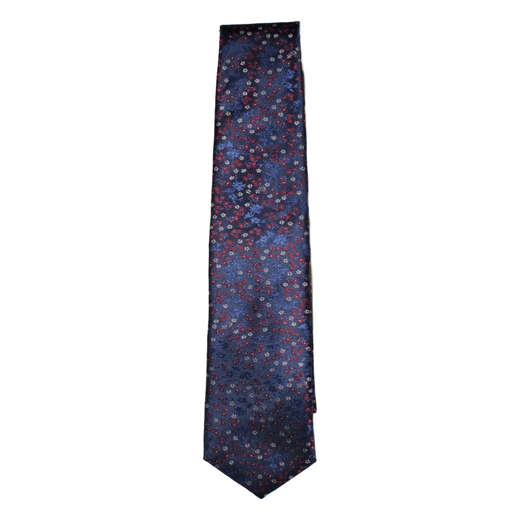 HEMLEY Premium Printed Silk Tie for Men - Navy, Blue & Red Striped Design - Perfect for Business, Weddings & Formal Occasions