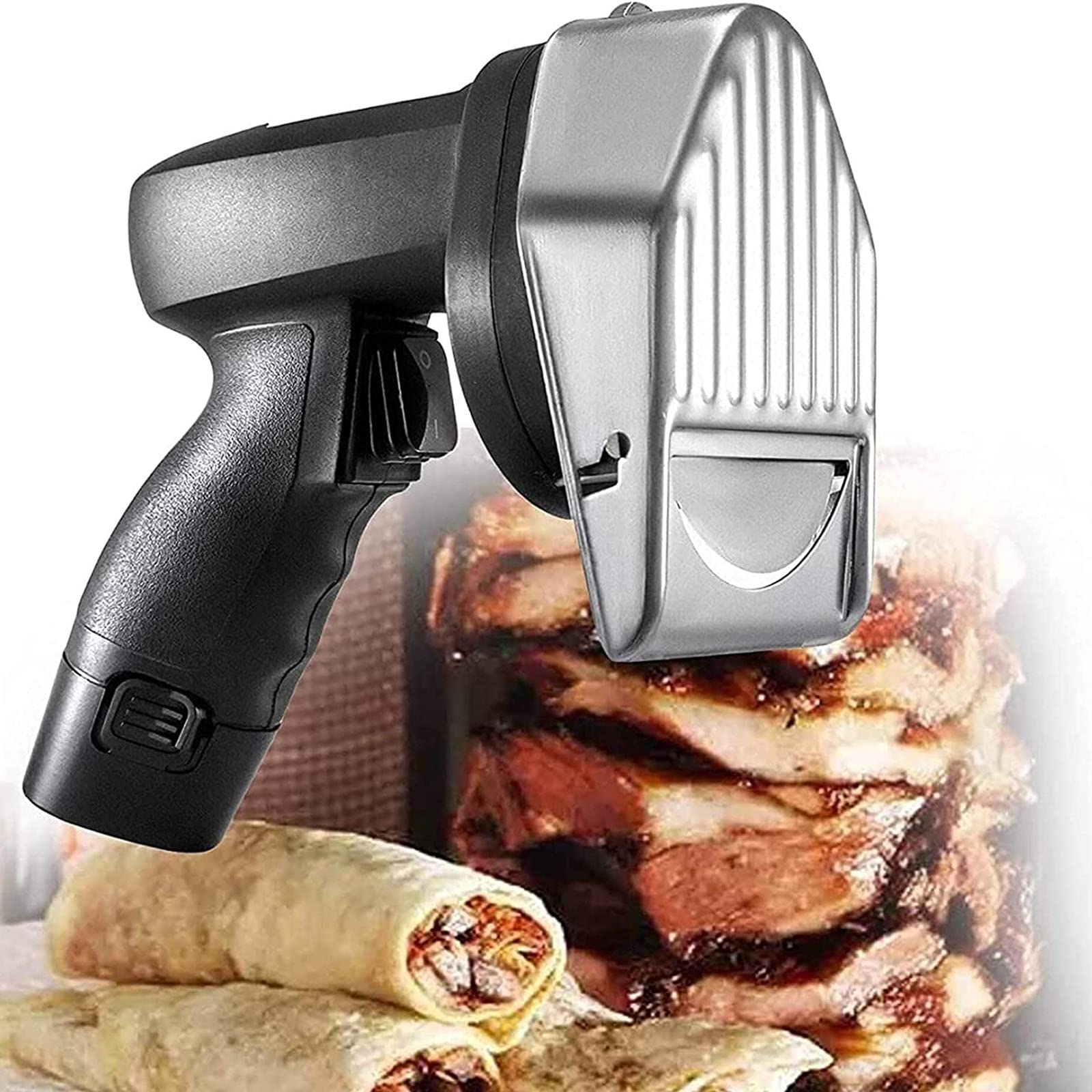 Professional Cordless Electric Meat Slicer - Wireless Kebab Knife & Gyro Slicer, Stainless Steel Commercial Meat Cutter with Adjustable 1-8mm Thickness for Restaurants, BBQ, Catering & Home Use - Perfect for Slicing Gyros, Shawarma, Roast Beef & Deli Meats