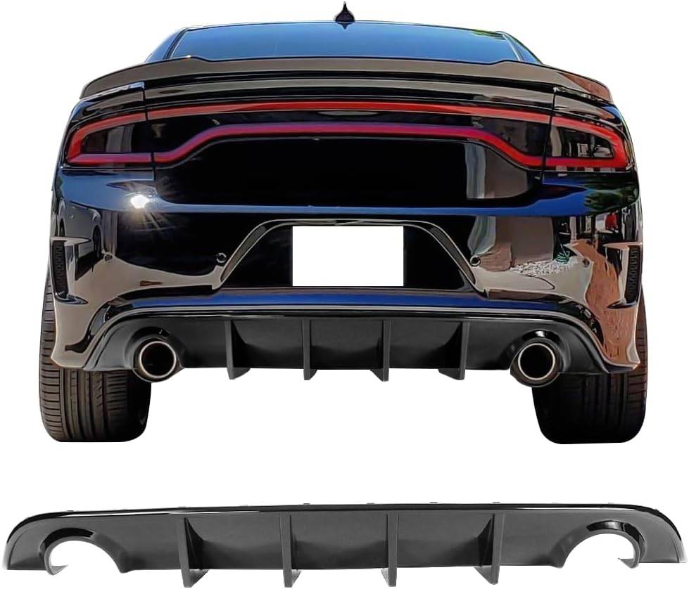 2015-2023 Dodge Charger SRT Rear Bumper Diffuser - V3 Factory Style Unpainted PP Spoiler Splitter Valance Chin Diffuser for Enhanced Aerodynamics & Sporty Look | Perfect for Car Enthusiasts & Performance Upgrades