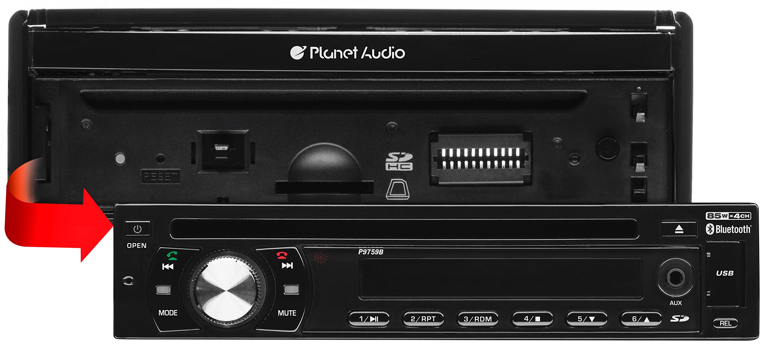 Planet Audio P9759B 7 Inch Single Din Car Stereo with Touchscreen, Bluetooth, DVD/CD/MP3/USB/SD & AM/FM Radio - Digital LCD Monitor, Detachable Front Panel & Wireless Remote - Perfect for Road Trips & Daily Commutes