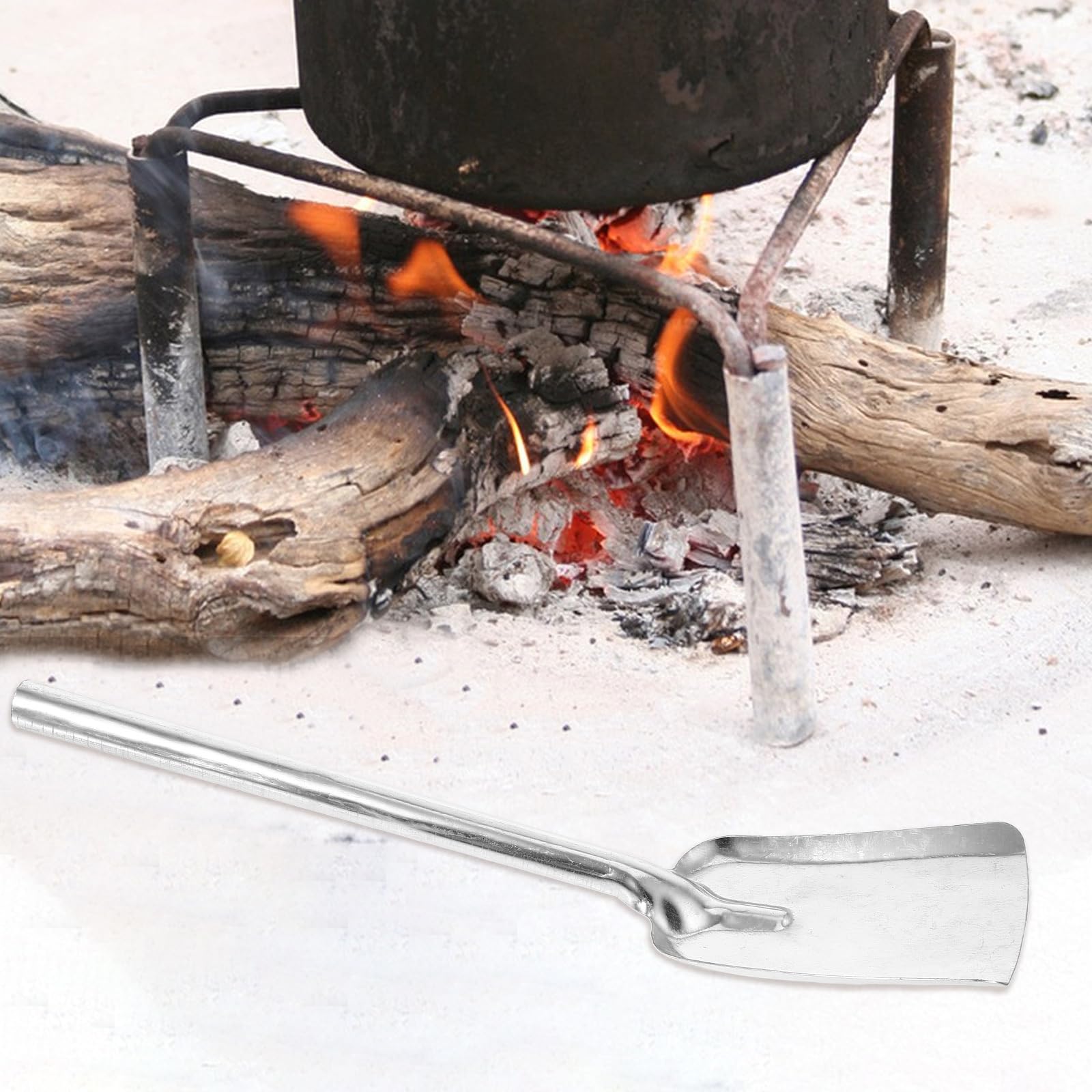 Bestoyard 16-Inch Fireplace Shovel with Long Handle - Ash Shovel, BBQ Charcoal Poker & Scoop, Mini Dust Pan for Wood Stove, Hearth, Oven & Gardening Cleaning - Perfect for Fireplace Maintenance, Camping & Outdoor Cooking