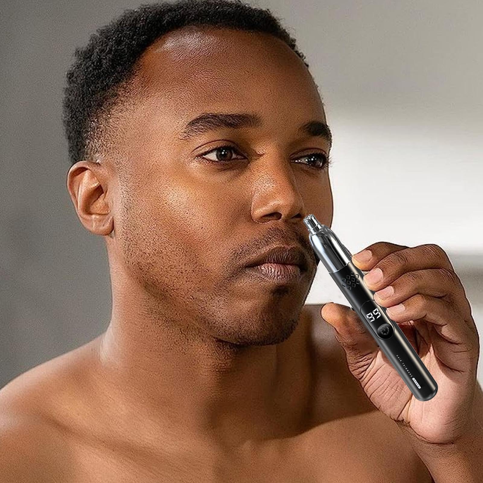 Electric Nose Hair Trimmer - Safe & Painless Ear & Nose Hair Remover, Battery-Operated Eyebrow & Facial Hair Groomer, Portable Travel Grooming Kit for Men - Perfect for Home, Office & Travel Use