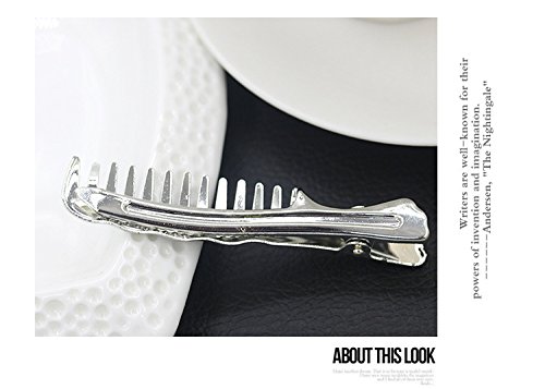 STRIPES® Essentials Girls Comb Design Silver Hair Clips - Cute Hair Accessories for Kids, Toddlers & Teens - Perfect for School, Parties & Everyday Style