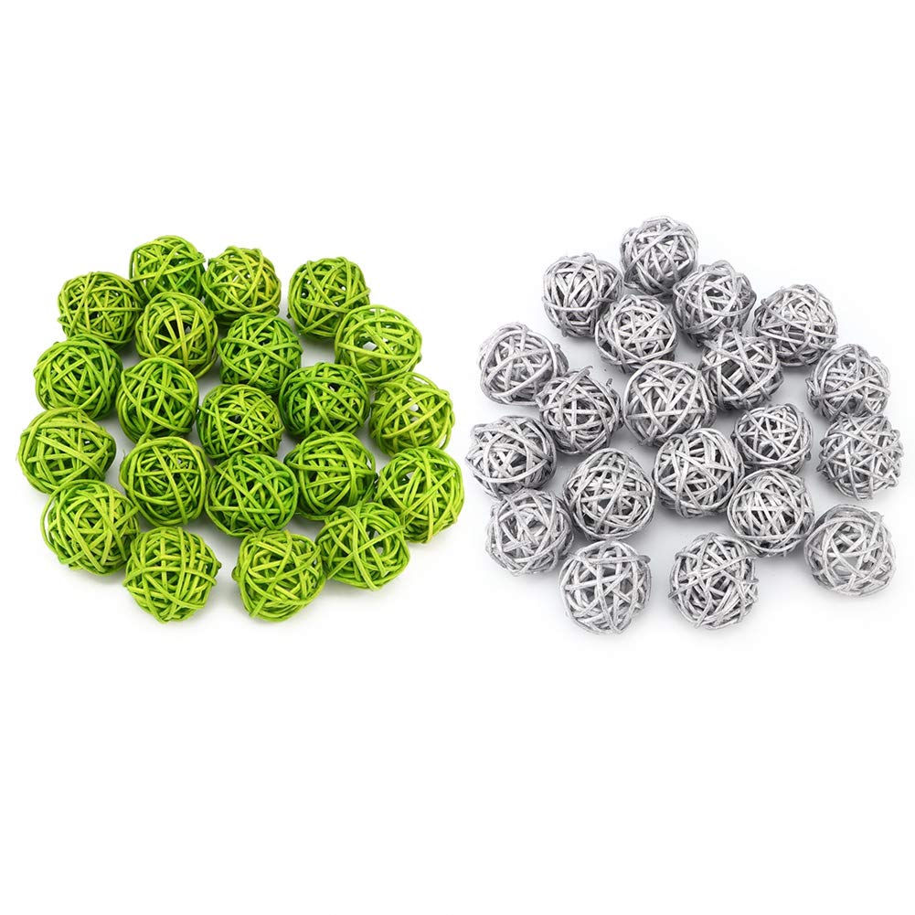 20PCS Natural Wicker Rattan Balls - Decorative Orbs for Vase Fillers, DIY Crafts, Wedding Centerpieces & Party Decor (1.18 Inch) - Perfect for Boho Home Decor, Table Scatter, Aromatherapy Diffusers & Gift Wrapping Accents