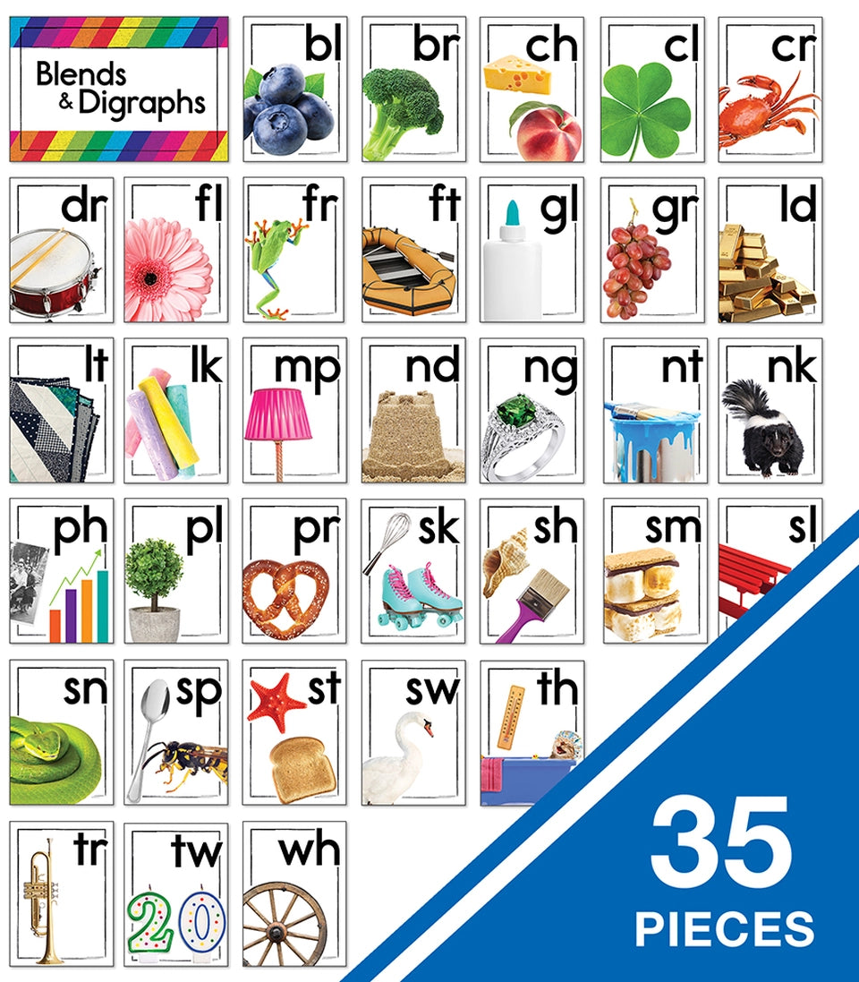 Blends and Digraphs Bulletin Board Set for Kindergarten to 2nd Grade - Phonics Classroom Decor for Reading Centers & Homeschool Learning