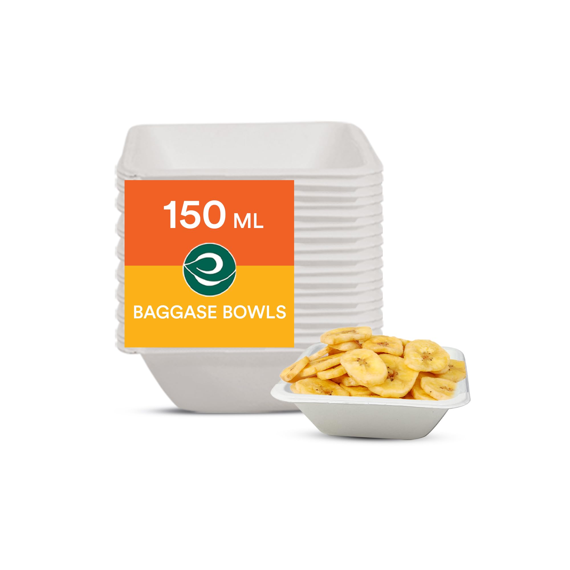 ECO SOUL 150ml (5oz) 50-Pack Biodegradable Sugarcane Bowls - Eco-Friendly Disposable Square Bowls for Snacks, Salads, Parties, Weddings & Events | Microwave & Freezer Safe | Perfect for Home, Restaurant & Catering Use