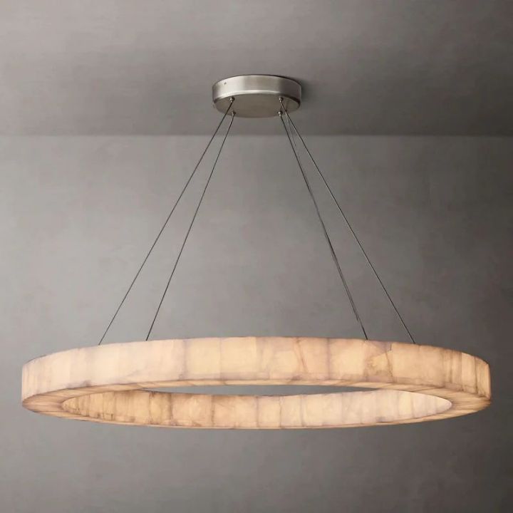 Derive Calcite Round Chandelier - Modern Crystal Ceiling Light Fixture for Dining Room, Living Room & Bedroom Decor
