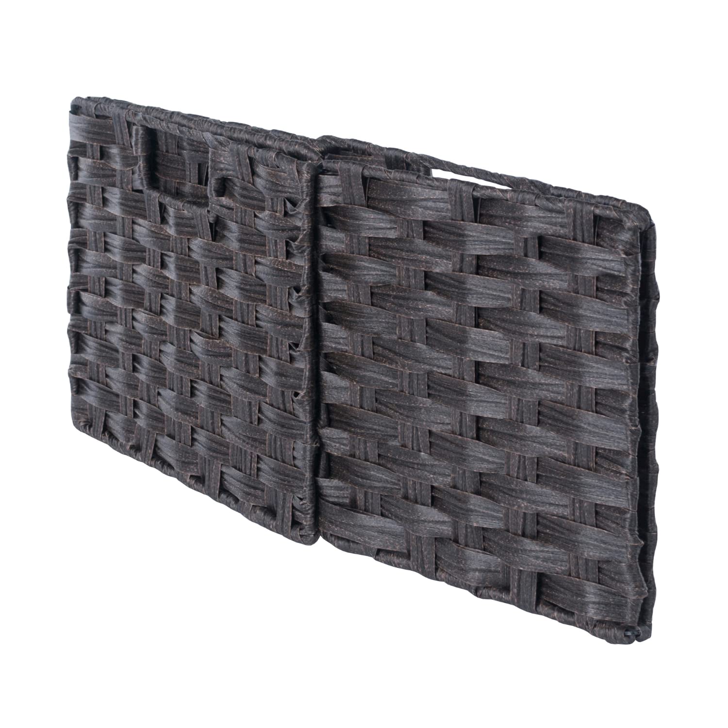 Contemporary Home Decor Set of 3 Chocolate Brown Foldable Woven Fiber Storage Baskets 32.5
