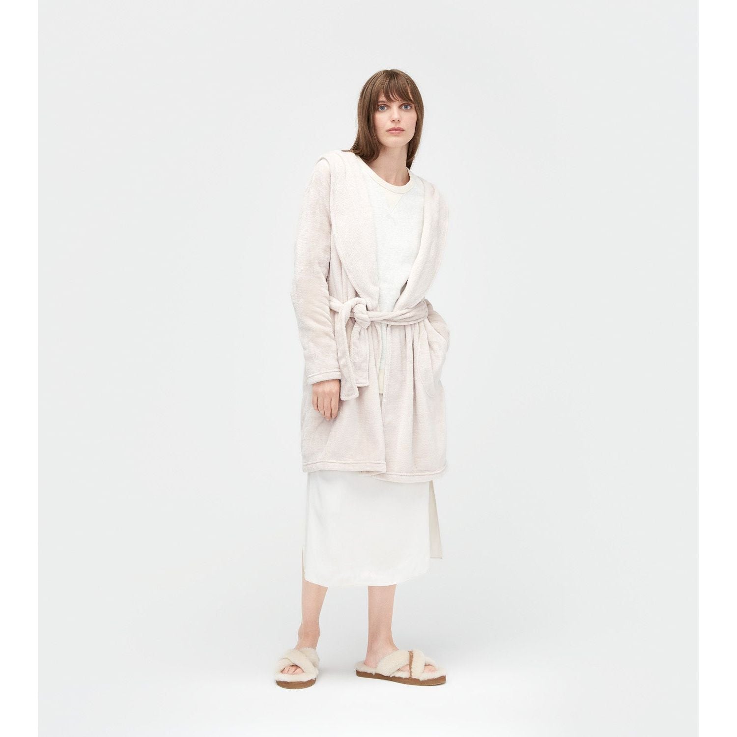 UGG Women's Miranda Fleece Robe - Soft Plush Loungewear in Moonbeam Color | Cozy Homewear for Relaxing Evenings & Spa Days