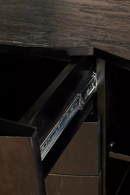 Handmade Black Wooden TV Stand with Storage Shelves - Modern Media Console for Living Room, Bedroom & Home Theater