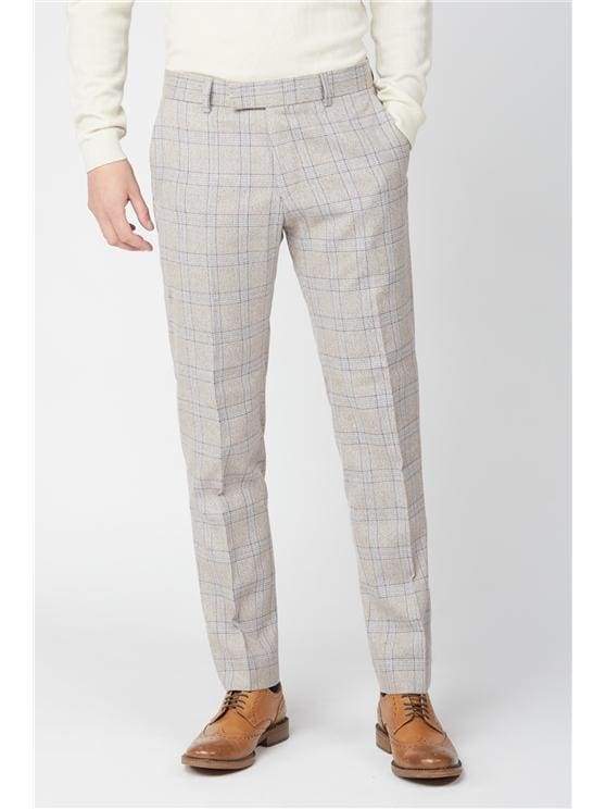 Vintage Saint Cream Tweed Check Pants for Women - Classic High Waist Trousers for Office, Party & Casual Wear