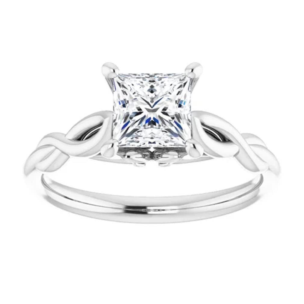 10K Solid White Gold Handmade Princess Cut Moissanite Engagement Ring - 1 CT Solitaire Wedding Band for Women, Bridal Proposal Jewelry - Perfect for Anniversaries, Valentine's Day & Special Occasions