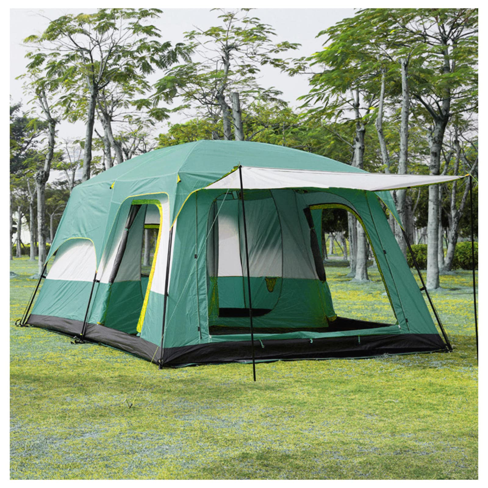5-8 Person 2 Room Family Camping Tent with Living Area - Lightweight & Durable Outdoor Tent for Adults - Ventilated Cabin Tent for Hiking, Mountaineering & Backpacking - Perfect for Group Camping Trips, Outdoor Adventures & Family Gatherings - Ideal for National Parks, Beach Camping & Backyard Sleepovers