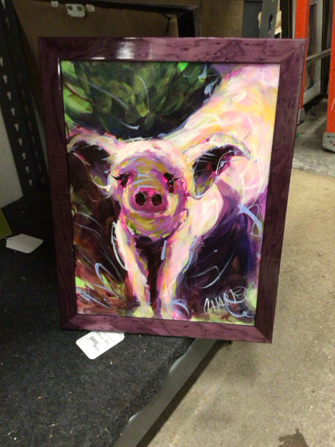 14x18 Acrylic Canvas Pig Painting - Modern Farmhouse Wall Art Decor for Living Room, Nursery & Kitchen