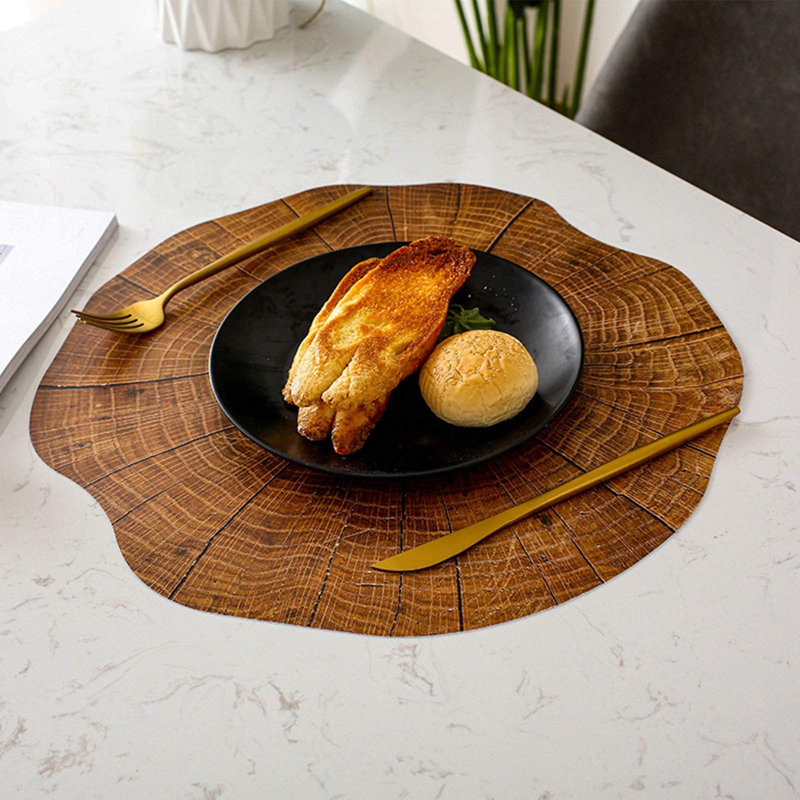 Rustic Wood Texture Heat Resistant Placemats Set of 4 - Waterproof Dining Table Mats for Kitchen & Coffee Table Decor - Perfect for Dinner Parties, Daily Meals, and Home Styling