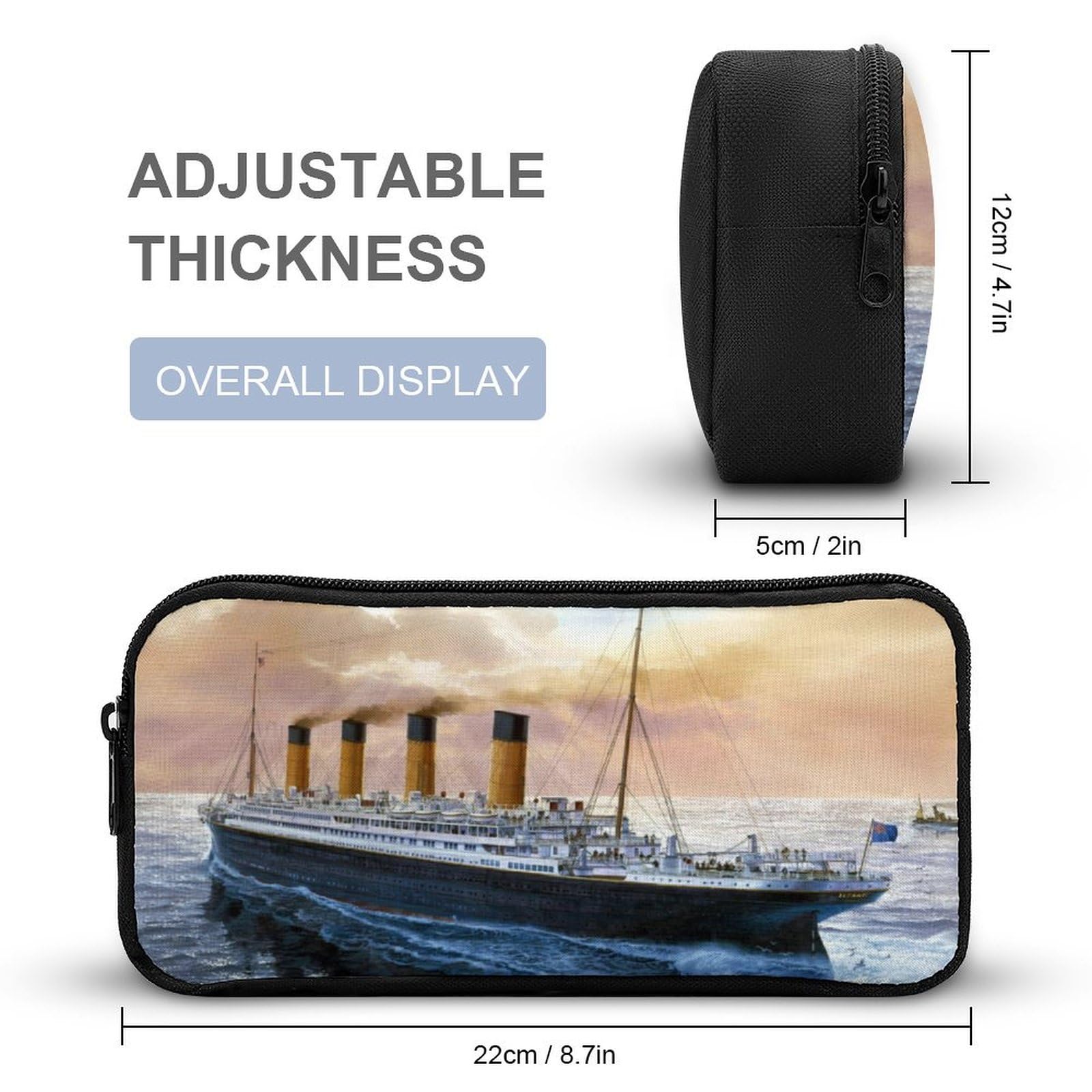 Vintage Titanic Themed 3-Piece Backpack Set - Retro Travel Daypack with Lunch Bag & Pencil Case for Men & Women | School, Office, Travel & Daily Use Accessories