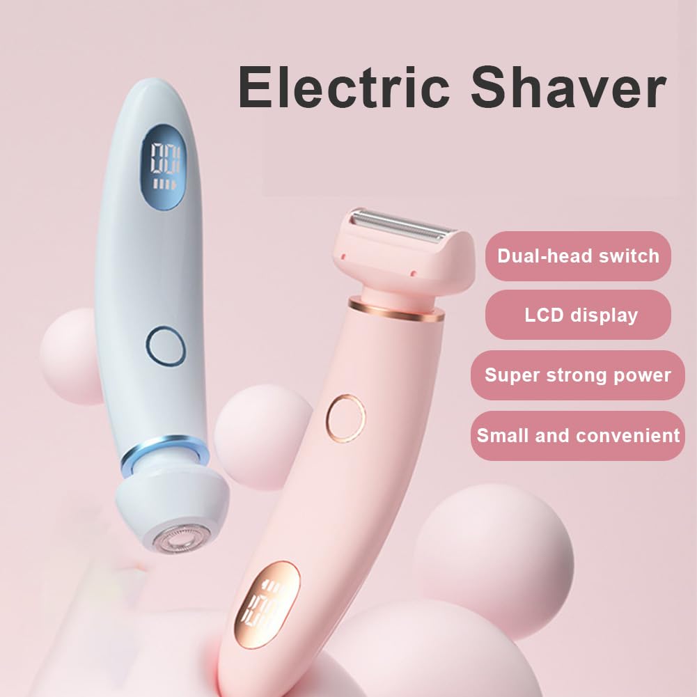 Velvix Smooth Shave Razor for Women - 2 in 1 Electric Shaver & Trimmer, Rechargeable & Waterproof Wet/Dry Use - Portable Pink Razor for Travel & Gym - Perfect for Smooth Legs, Underarms & Bikini Line