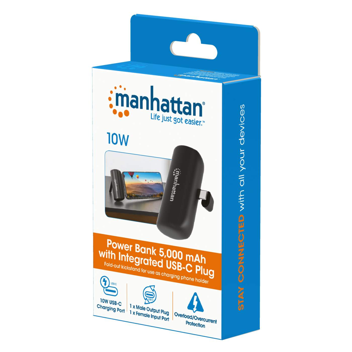 Portable 5000mAh Nano Power Bank with Built-in USB-C Plug & 10W Fast Charging - Perfect for Travel, Camping, and Emergency Phone Charging