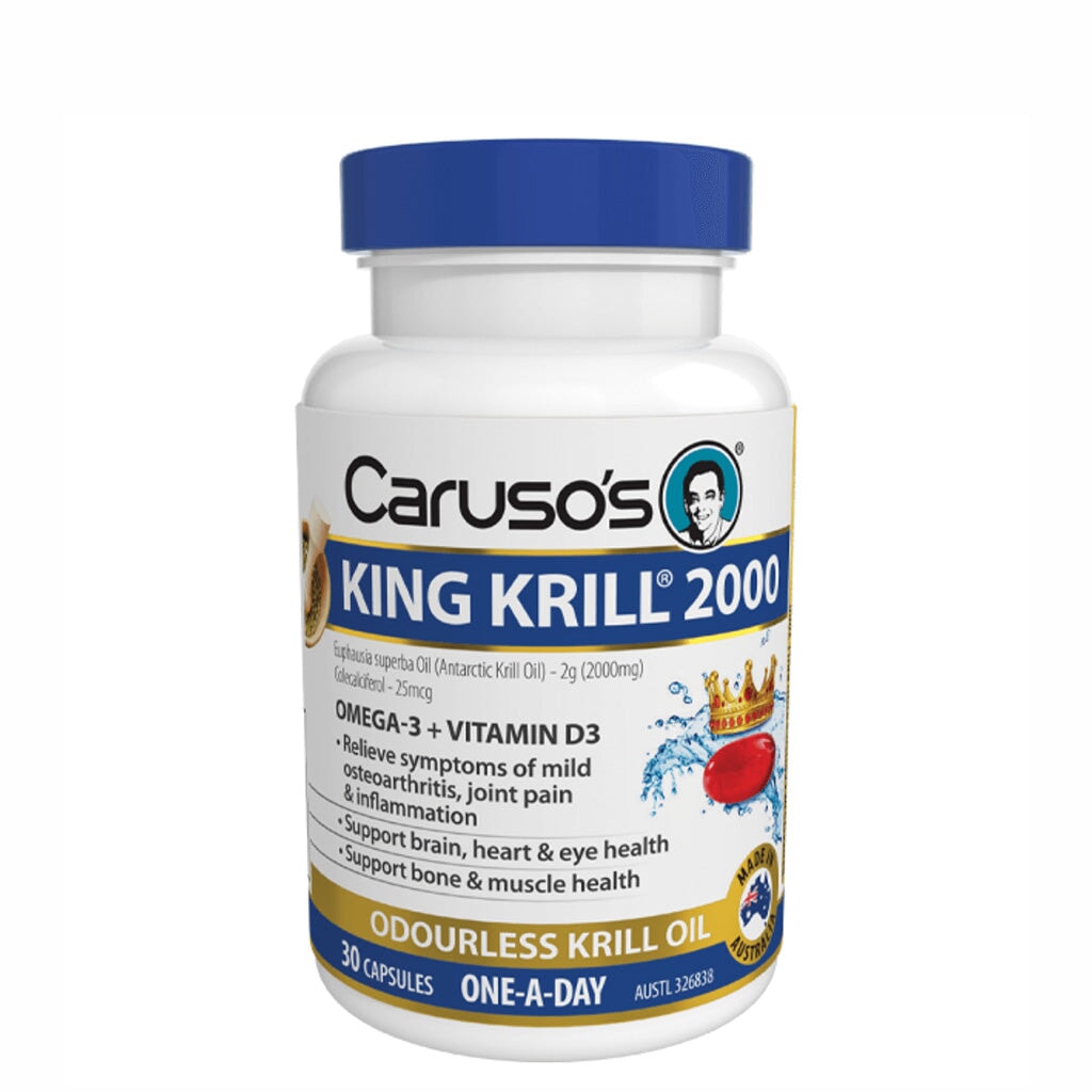 Caruso's King Krill 2000mg Omega-3 Supplement - Premium Krill Oil for Heart, Brain & Joint Health - Supports Immune System & Healthy Skin - Ideal for Adults & Active Lifestyles