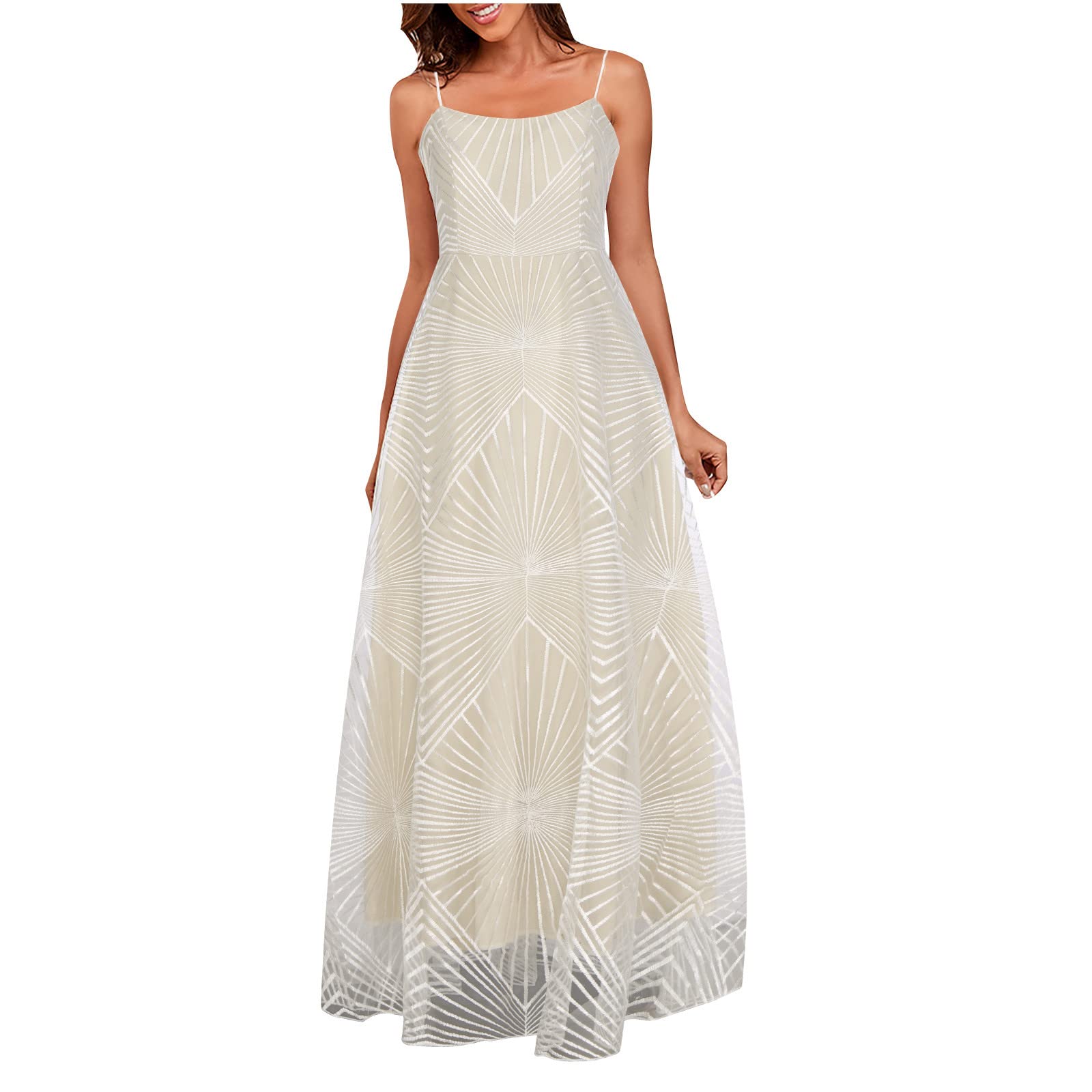 YRAETENM Women's Summer White Sleeveless Maxi Dress - Sexy Backless Casual Wedding Guest Dress with Floral Print | Perfect for Beach Vacations, Date Nights & Special Occasions